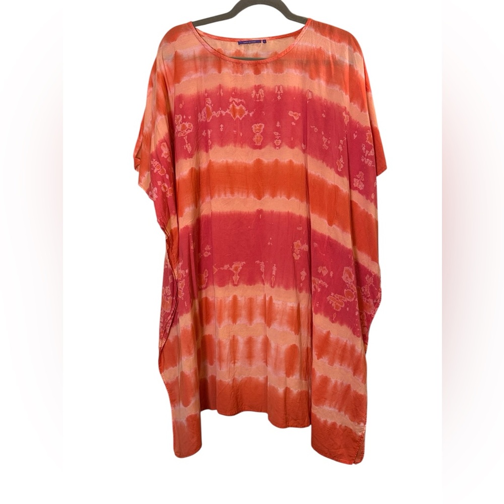 Amita Naithani Women's Cotton Blend Orange and Pink Ombre Tie-Dye Kaftan Sz S